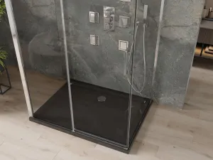 MEXEN/S - OMEGA sprchovací kút 3-stenný 110x80, transparent, chróm + vanička vrátane sifónu 825-110-080-01-00-3s-4070