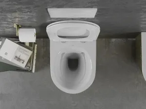 MEXEN - Lena Závesná WC misa vrátane sedátka s slow-slim, duroplast, biela/zlatá so vzorom 30224008