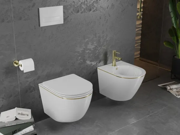 MEXEN - Lena bidet závesný, biela/zlatá linka 35224805