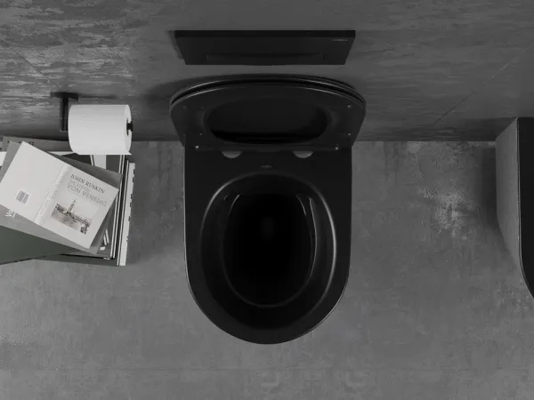 MEXEN - Lena Závesná WC misa vrátane sedátka s slow-slim, duroplast, čierna mat / strieborný vzor 30224073