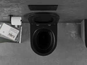 MEXEN - Lena Závesná WC misa vrátane sedátka s slow-slim, duroplast, čierna mat / strieborný vzor 30224073