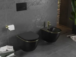 MEXEN - Lena bidet závesný, čierna mat/zlatá linka 35224875