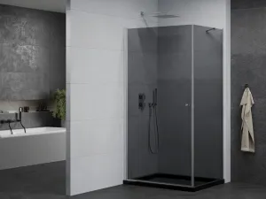 MEXEN/S - Pretória sprchovací kút 80x90, grafit, chróm + sprchová vanička vrátane sifónu 852-080-090-01-40-4070