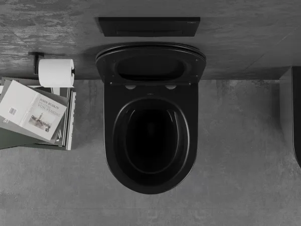 MEXEN - Lena Závesná WC misa vrátane sedátka s slow-slim, duroplast, čierna mat / strieborná 30224074