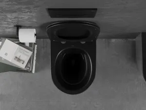 MEXEN - Lena Závesná WC misa vrátane sedátka s slow-slim, duroplast, čierna mat / strieborná 30224074