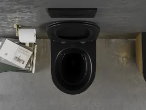 MEXEN - Lena Závesná WC misa vrátane sedátka s slow-slim, duroplast, čierna mat / zlatý vzor 30224077