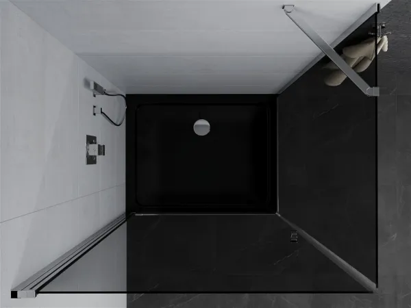 MEXEN/S - Pretória sprchovací kút 70x100, grafit, chróm + sprchová vanička vrátane sifónu 852-070-100-01-40-4070