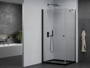 MEXEN/S - Pretória sprchovací kút 80x110, transparent, čierna + sprchová vanička vrátane sifónu 852-080-110-70-00-4070B