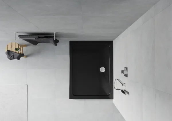 MEXEN - Flat sprchová vanička obdĺžniková slim 90 x 80, čierna 40708090