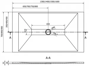 MEXEN/S - Toro obdĺžniková sprchová vanička SMC 150 x 80, biela, mriežka čierna 43108015-B