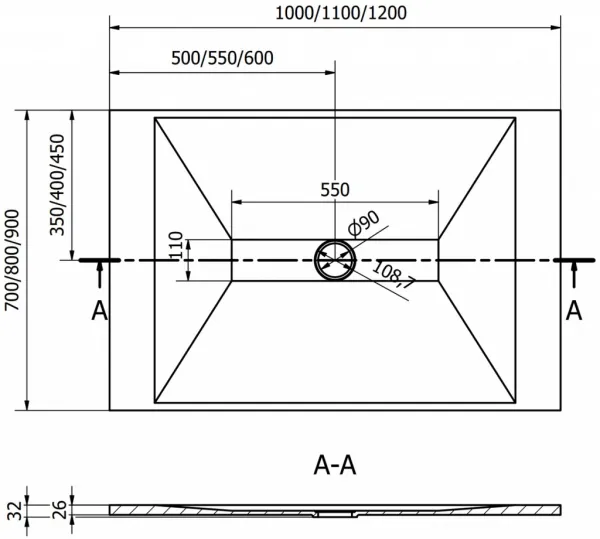 MEXEN - Toro sprchová vanička obdĺžniková SMC 110x90, biela 43109011