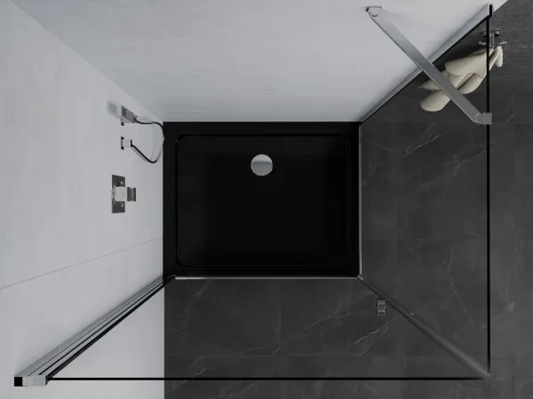 MEXEN/S - Pretória sprchovací kút 70x80, transparent, chróm + sprchová vanička vrátane sifónu 852-070-080-01-00-4070