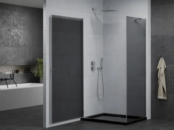 MEXEN/S - Pretória sprchovací kút 80x70, grafit, chróm + sprchová vanička vrátane sifónu 852-080-070-01-40-4070