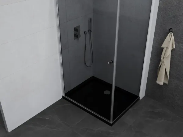 MEXEN/S - Pretória sprchovací kút 70x80, grafit, chróm + sprchová vanička vrátane sifónu 852-070-080-01-40-4070