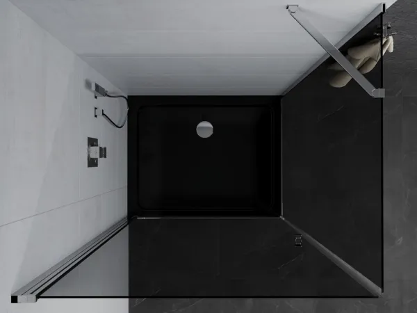 MEXEN/S - Pretória sprchovací kút 80x70, grafit, chróm + sprchová vanička vrátane sifónu 852-080-070-01-40-4070