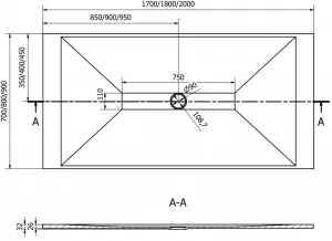 MEXEN/S - Toro obdĺžniková sprchová vanička SMC 180 x 80, čierna, mriežka čierna 43708018-B