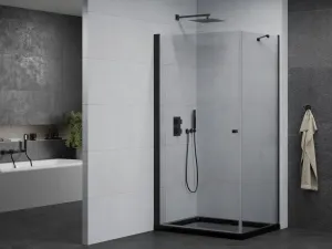 MEXEN/S - Pretória sprchovací kút 70x80, transparent, čierna + sprchová vanička vrátane sifónu 852-070-080-70-00-4070B