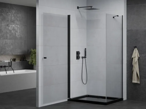 MEXEN/S - Pretória sprchovací kút 70x80, transparent, čierna + sprchová vanička vrátane sifónu 852-070-080-70-00-4070B