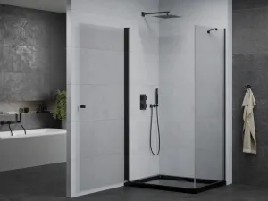 MEXEN/S - Pretória sprchovací kút 70x80, transparent, čierna + sprchová vanička vrátane sifónu 852-070-080-70-00-4070B