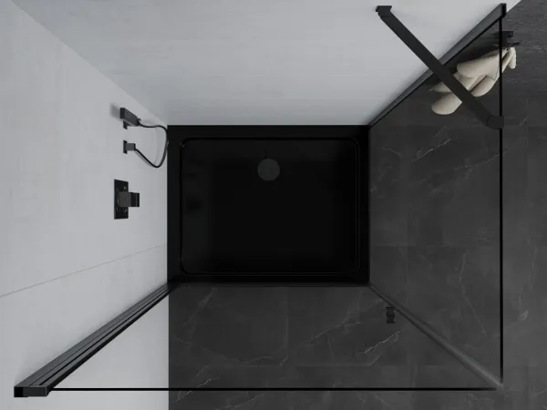 MEXEN/S - Pretória sprchovací kút 70x80, transparent, čierna + sprchová vanička vrátane sifónu 852-070-080-70-00-4070B