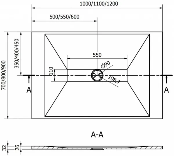 MEXEN/S - Toro obdĺžniková sprchová vanička SMC 100 x 80, čierna, mriežka čierna 43708010-B