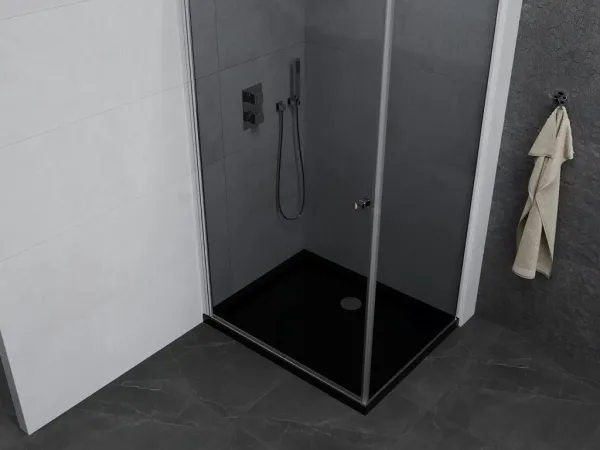 MEXEN/S - Pretória sprchovací kút 80x70, grafit, chróm + sprchová vanička vrátane sifónu 852-080-070-01-40-4070