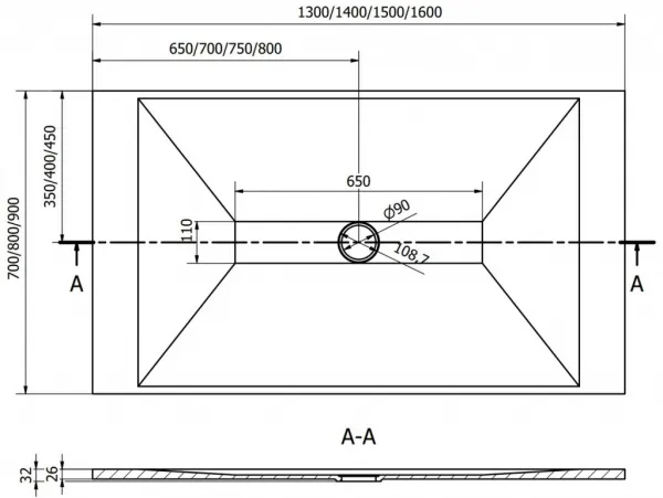 MEXEN/S - Toro obdĺžniková sprchová vanička SMC 150 x 70, čierna, mriežka čierna 43707015-B