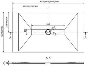 MEXEN/S - Toro obdĺžniková sprchová vanička SMC 150 x 70, čierna, mriežka čierna 43707015-B