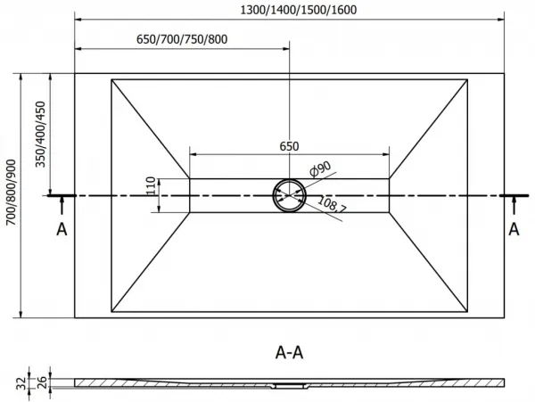 MEXEN/S - Toro obdĺžniková sprchová vanička SMC 150 x 80, čierna, mriežka čierna 43708015-B