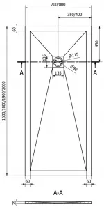 MEXEN - Stone+ sprchová vanička obdĺžniková 180x80, čierna 44708018