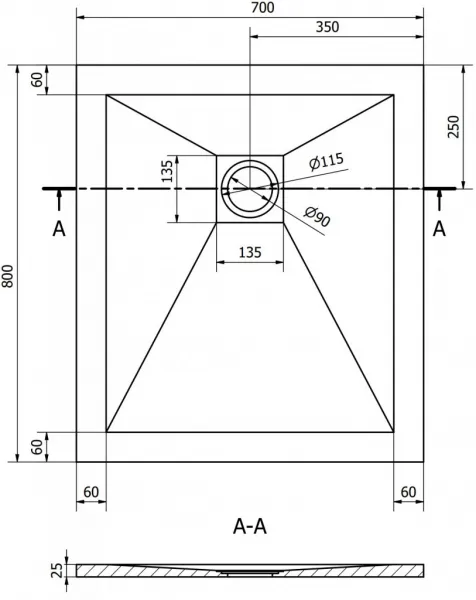 MEXEN - Stone+ sprchová vanička obdĺžniková 80x70, biela 44107080
