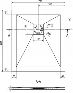 MEXEN - Stone+ sprchová vanička obdĺžniková 80x70, biela 44107080