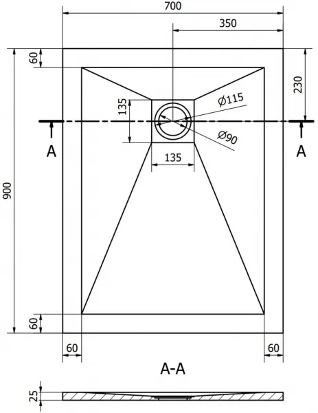 MEXEN - Stone+ sprchová vanička obdĺžniková 90x70, biela 44107090