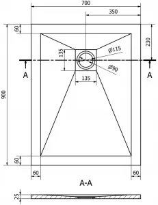 MEXEN - Stone+ sprchová vanička obdĺžniková 90x70, biela 44107090