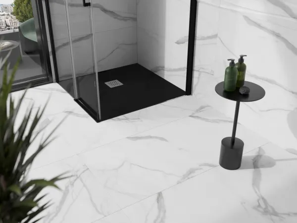 MEXEN - Stone+ Sprchová vanička štvorcová 100x100, čierna 44701010