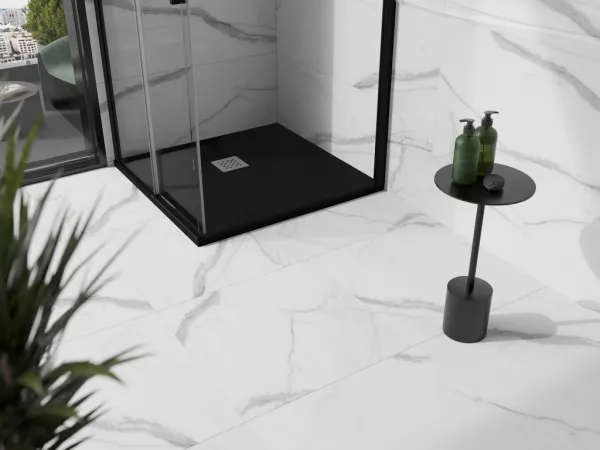 MEXEN - Stone+ Sprchová vanička štvorcová 100x100, čierna 44701010