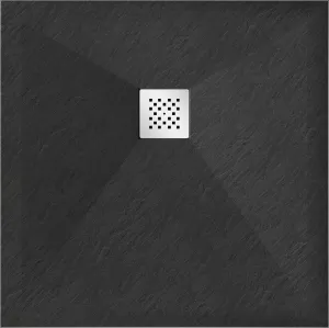 MEXEN - Stone+ Sprchová vanička štvorcová 100x100, čierna 44701010