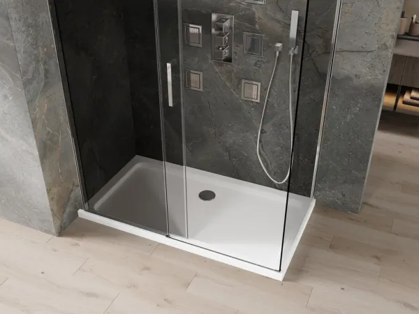 MEXEN/S - Omega sprchovací kút 130 x 70, grafit, chróm + vanička vrátane sifónu 825-130-070-01-40-4010