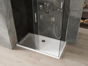 MEXEN/S - Omega sprchovací kút 130 x 70, grafit, chróm + vanička vrátane sifónu 825-130-070-01-40-4010