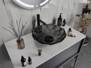 MEXEN - Inga sklenené umývadlo na dosku 44x44, čierna 24074470