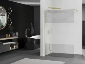 MEXEN/S - KIOTO Sprchová zástena WALK-IN 110x200 cm 8 mm, zlatá, Transparent/matné sklo 800-110-101-50-35