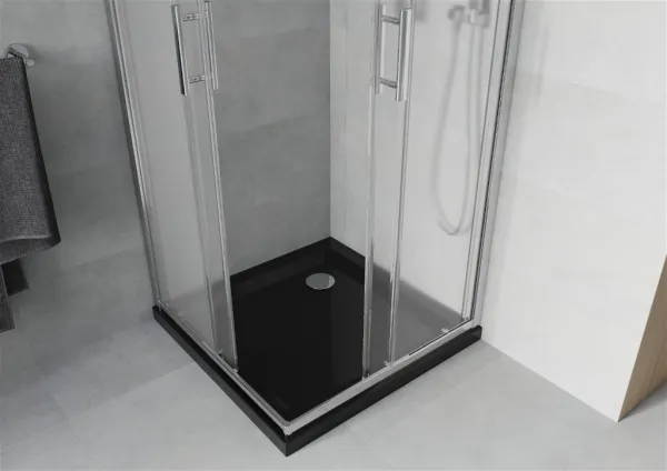 MEXEN/S - Rio sprchovací kút 70x70, dekor, chróm + vanička so sifónom 860-070-070-01-30-4070