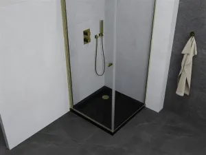 MEXEN/S - Pretória sprchovací kút 70x70, transparent, zlatá + sprchová vanička vrátane sifónu 852-070-070-50-00-4070G