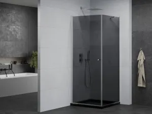 MEXEN/S - Pretória sprchovací kút 70x70, grafit, chróm + sprchová vanička vrátane sifónu 852-070-070-01-40-4070