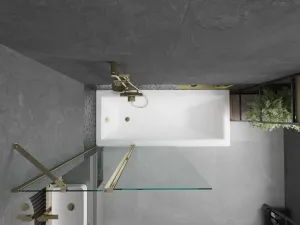 MEXEN - Flip vaňová zástena 1-krídlo 100x150, transparent, zlato 894-100-101-50-00