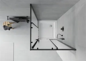 MEXEN/S - Rio sprchovací kút štvorec 80 x 80, dekor, čierny + vanička Rio vrátane výpuste 860-080-080-70-30-4510