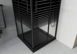 MEXEN/S - Rio sprchovací kút 70x70, pruhy, čierna + vanička so sifónom 860-070-070-70-20-4070B