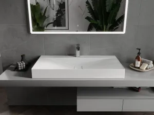 MEXEN - Poli umývadlo na dosku liaty mramor 100 x 48, biela 23021001