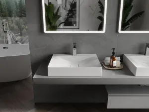MEXEN - Poli umývadlo na dosku liaty mramor 60 x 48, biela 23026001