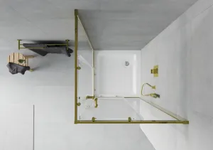 MEXEN/S - Rio sprchovací kút štvorec 70 x 70, transparent, zlato + vanička Rio vrátane výpuste 860-070-070-50-00-4510
